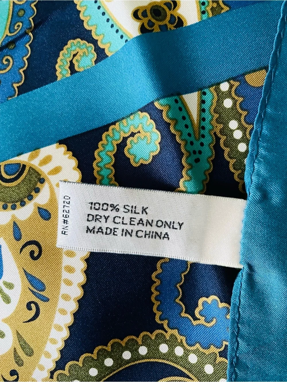 Adrienne Landau Teal & Navy Paisley Silk-Feel Square Scarf